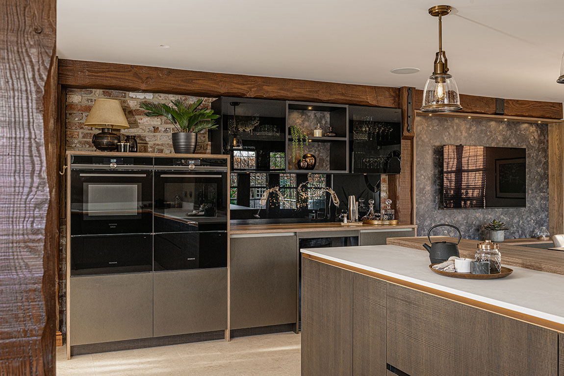 Modern Rustic Kitchen In Wood, White And Gold