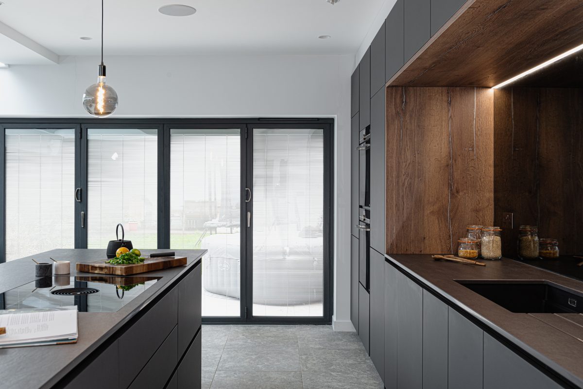 Modern Matt Graphite Kitchen With Timber Details Modern Matt Graphite Kitchen With Timber Details