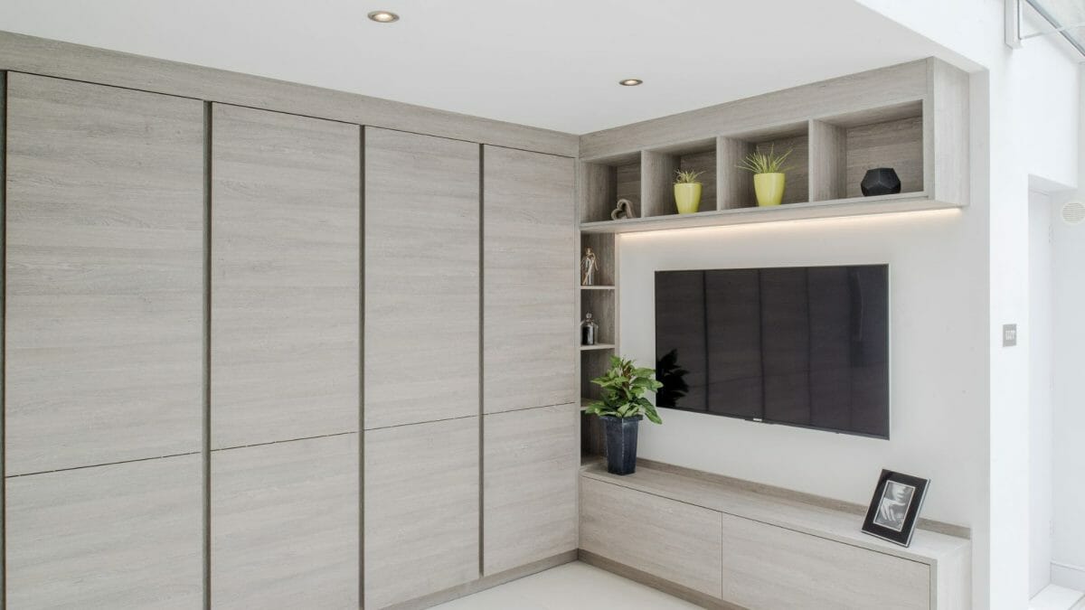 Ashley Jay Cashmere Oak project resized (2) Cabinets with TV