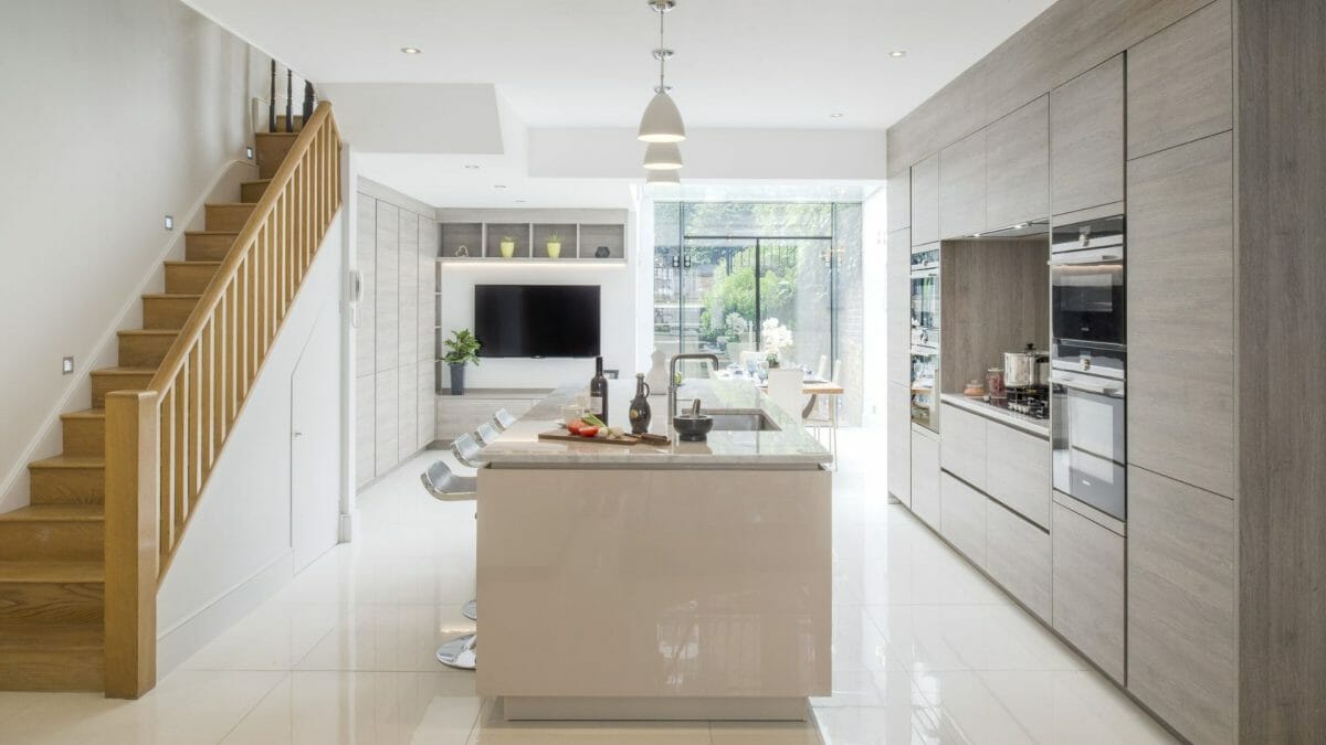 Ashley Jay Cashmere Oak project resized (4) Oak Kitchen with Stairs
