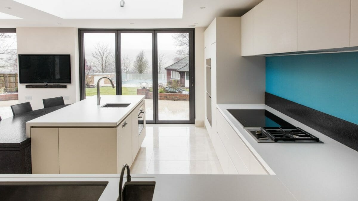 Feature Island in White modern Kitchen
