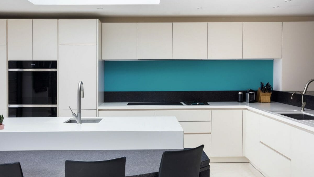 Kitchen Island and Blue Splashback