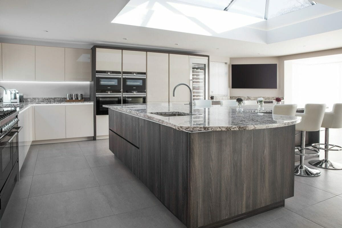 Caruba Elm and Gloss Kitchen Island