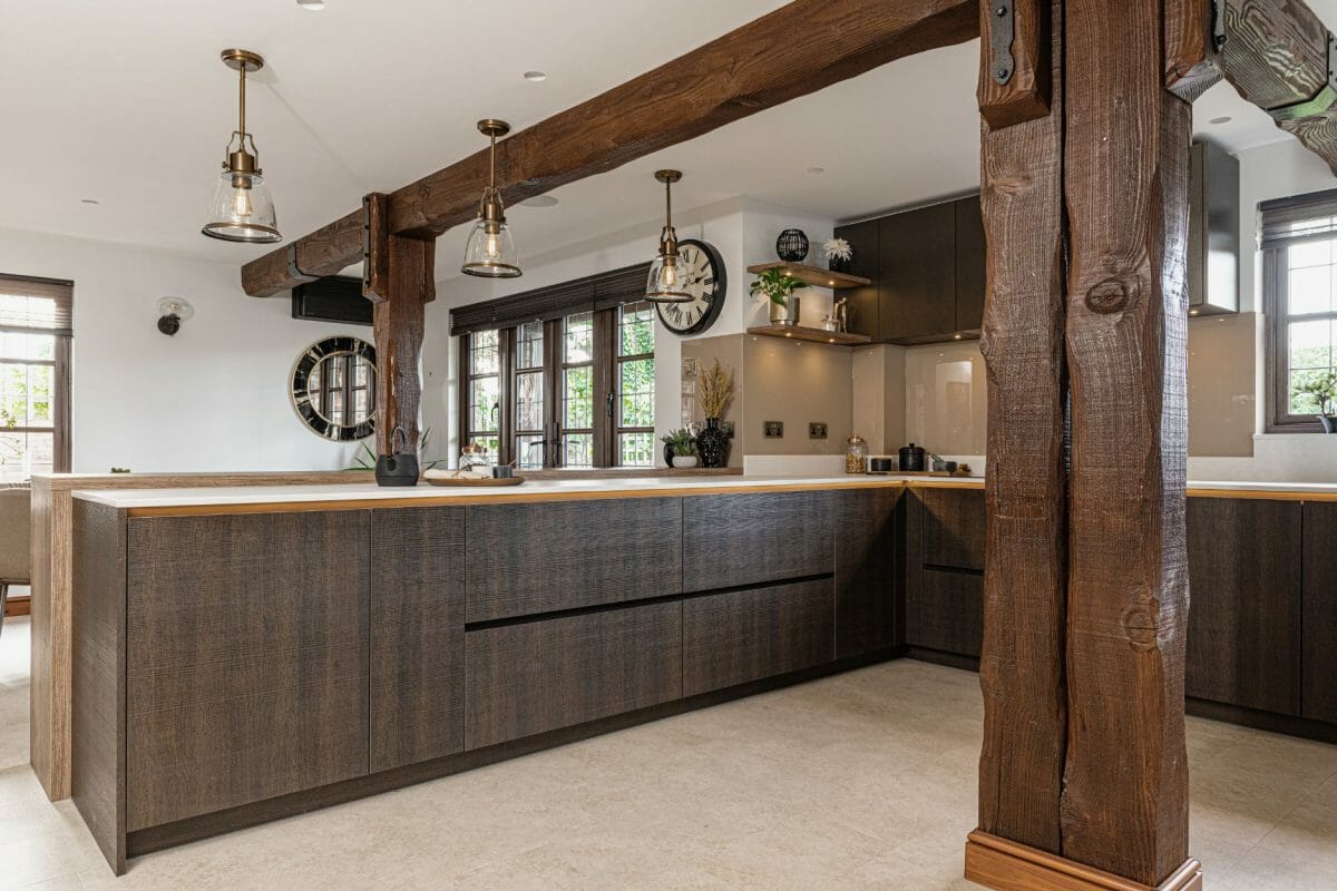 Modern Rustic Kitchen In Wood White And Gold-2 Modern Rustic Kitchen In Wood White And Gold