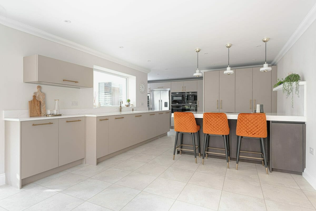 Timeless Flat Door Kitchen With Brass Handles Timeless Flat Door Kitchen With Brass Handles
