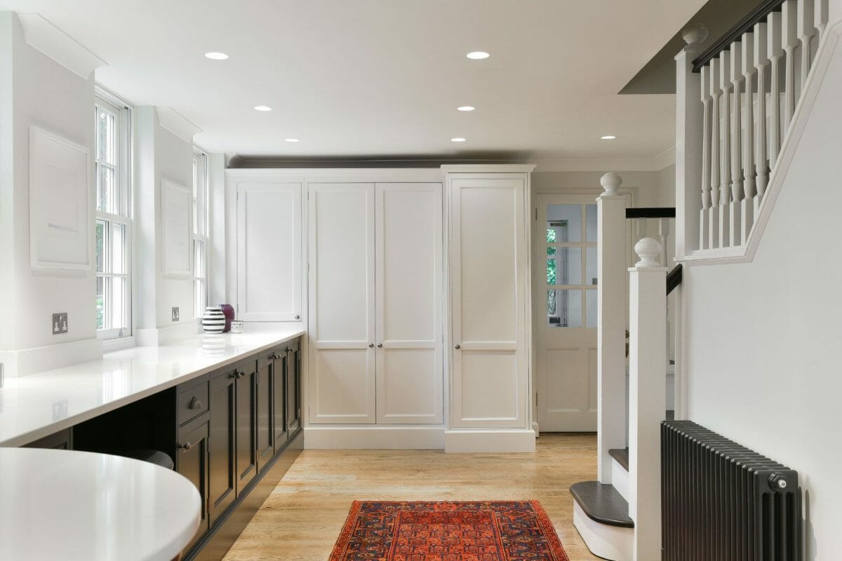 Ashley Jay Dark Shaker Kitchen (2) Stairs and Red Rug
